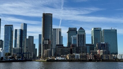 Canary Wharf London City View From Thames River