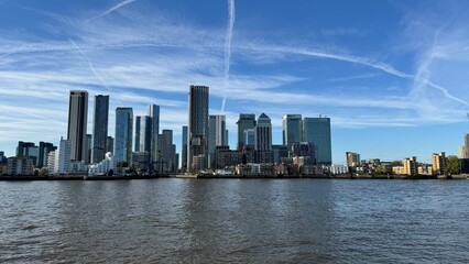 Canary Wharf London City View From Thames River