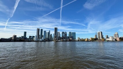 Canary Wharf London City View From Thames River