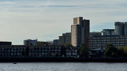 Canary Wharf London City View From Thames River