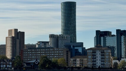 Canary Wharf London City View From Thames River