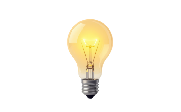 Glowing Bulb Isolated on white transparent background. Glowing Bulb PNG 