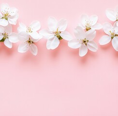 Soft Cherry Blossom Border on Pink Background