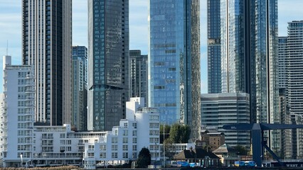 Canary Wharf London City View From Thames River