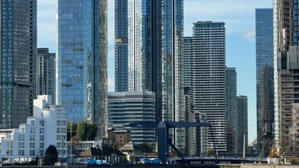 Canary Wharf London City View From Thames River