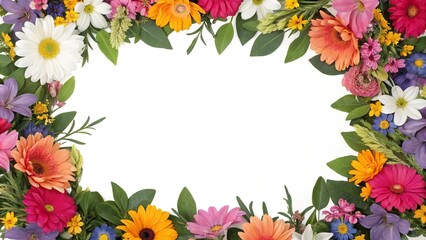 Colorful Floral Wreath Background Pattern, nature-inspired, beautiful flowers
