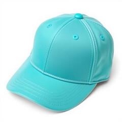 Fototapeta premium Blue baseball cap on plain white background for banner background copy space