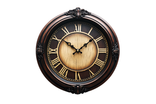 antique clock isolated on transparent background