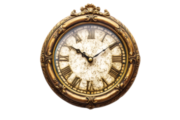 antique clock isolated on transparent background