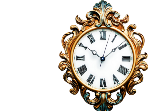 antique clock isolated on transparent background