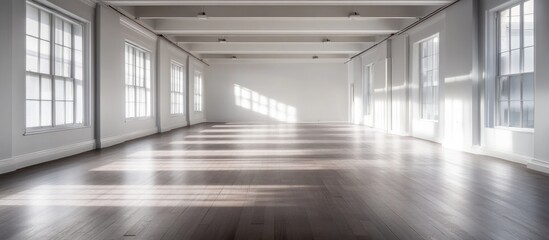 Fototapeta premium Bright and airy interior of an empty room undergoing renovation showcasing potential design opportunities