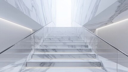 Obraz premium A staircase made of marble and glass