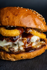 two hamburger on a plate