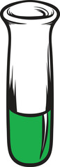 Glass test tube containing green liquid substance, ideal for scientific or laboratory experiment visuals