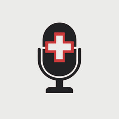 Obraz premium a black and white icon of a microphone with a red cross over it
