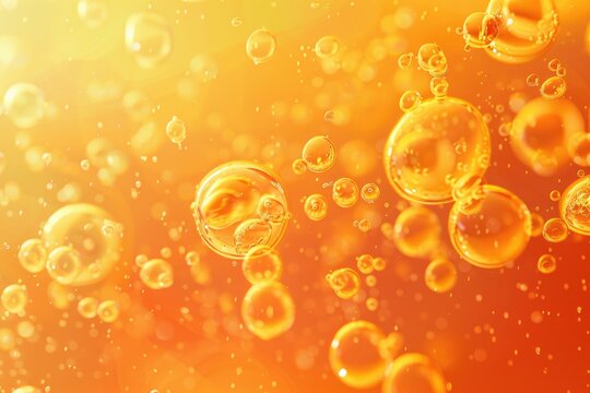 Orange Bubbles Background. Abstract Citrus Spheres in a Circular Design