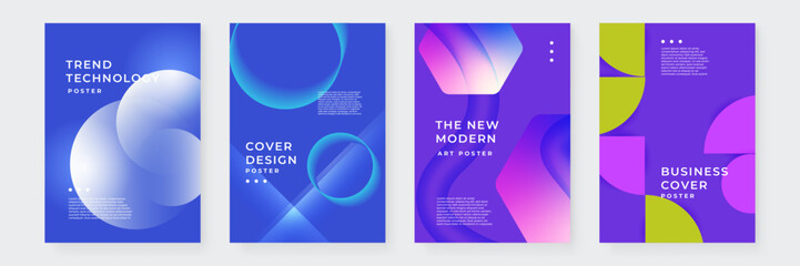 Colorful Abstract Geometric Poster Set with Shapes