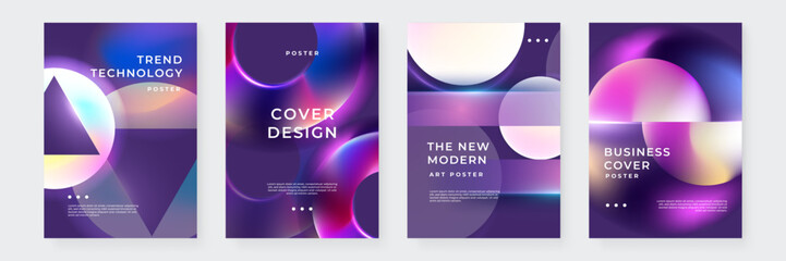 Modern Abstract Poster Set With Vibrant Gradient Designs
