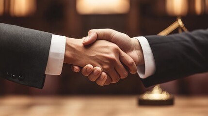 Close-up of a Handshake Between Two Men in Suits