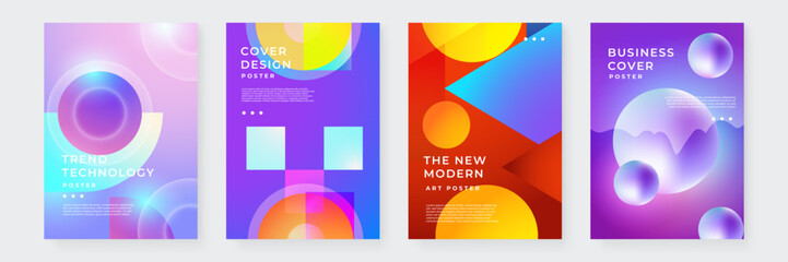 Set of Four Modern Abstract Gradient Poster Designs. A Collection of Four Abstract Posters. Perfect for Creative Projects, Digital Art, or Modern Decor.