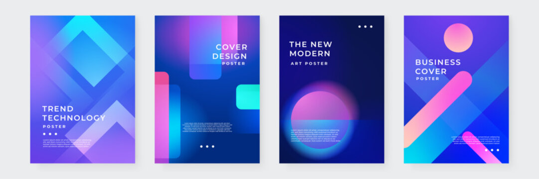 Set of Four Modern Abstract Gradient Poster Designs. A Collection of Four Abstract Posters. Perfect for Creative Projects, Digital Art, or Modern Decor.