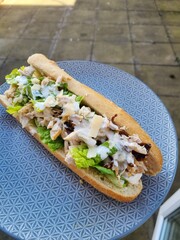 Home made chicken caesar baguette