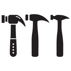 Hammer Icon Set Illustration , Construction Tool