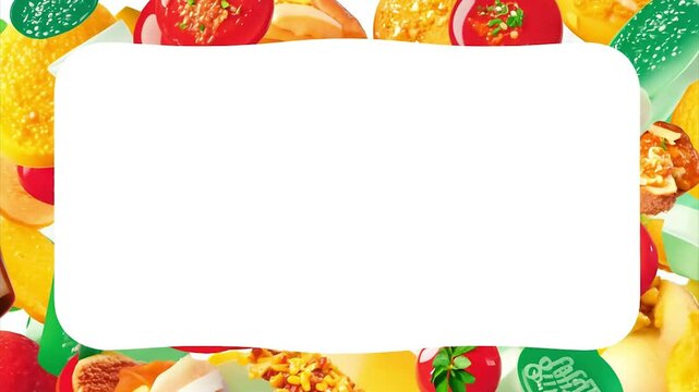 Fresh ingredients arranged around of blank space, for colorful summer recipes.