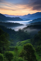 fog between the mountains