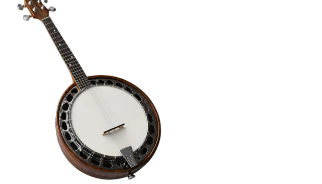 Banjo musical instrument isolated on a transparent background