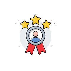 Customer Loyalty Badge with 3 Star Vector Illustration. Customer Loyalty Concept Design