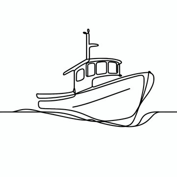 recommend clip art: Fishing boat in abstract minimalist line art
