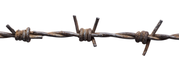 Barbed wire on a transparent background. isolated background.
