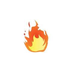 Vector large fire icon with the effect of flames and sparks in bright yellow-orange tones