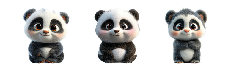 Fototapeta premium Cute Cartoon Panda Characters Collection for Design Use