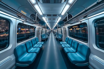 Fototapeta premium Empty seats in electric train