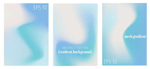 Abstract gradient mesh background set. Blurred vector blue banner. 