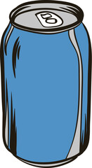 Refreshing blue soda can isolated on a white background, perfect for representing beverages, thirst, or refreshment