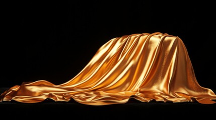 Draped Golden Fabric on Black Background