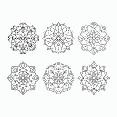 kids Mandala Coloring Book page,  wall art, tile design, kdp Book Interior, tattoo design and vector floral mandala line art set