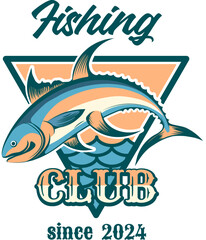 Retro fishing club emblem
