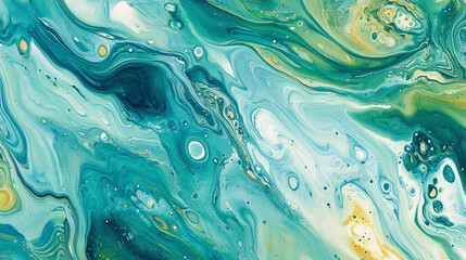 Abstract watercolor paint background by teal color blue and green with liquid fluid texture for...