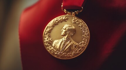 Gold Medallion with Portrait of a Man and Laurel Wreath