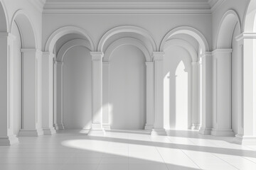 Fototapeta premium Empty white room with arches in the walls