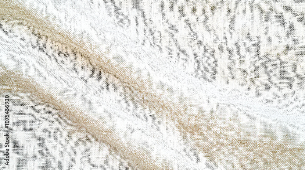 Aufkleber Delicate linen fabric flows gracefully, displaying subtle variations in texture and color that create a serene atmosphere indoors