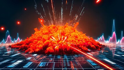 Digital Explosion with Data and Light Effects

