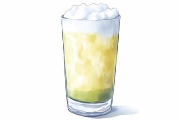 Refreshing Cold Beverage in Glass with Foam Topping and Layered Color, Perfect for Summer Parties, Celebrations, or Relaxing by the Poolside, Captivating and Appealing to All