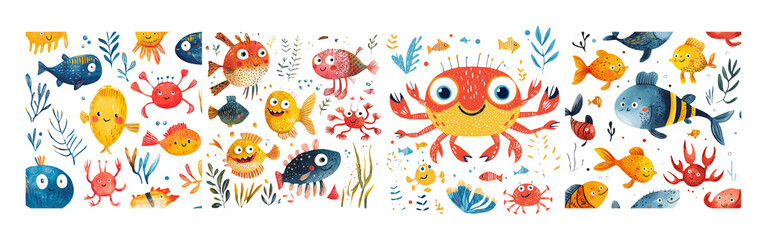 Fototapeta premium Colorful Underwater Sea Life Illustration for Kids