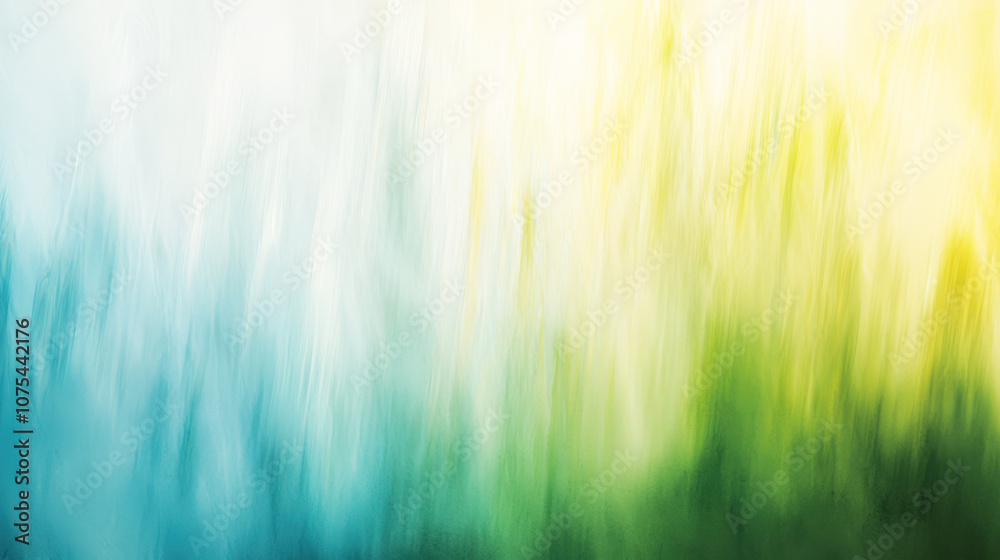 Poster the artwork presents a soft gradient of blue, green, and yellow, creating an abstract background wit