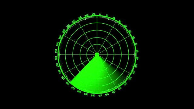 Green Color Rader searching animation. Rader Hud technology signal waves animated. 4k.